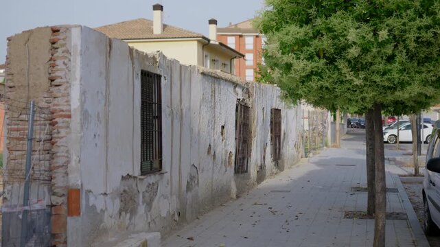 Abandoned deteriorated house in rural area representing economic decline rural depopulation housing crisis and neglected property.