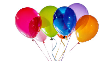 Group of colorful balloons floating with ribbons © Lena