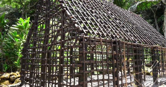 Ancient Hawaiian Hale architecture in Oahu, Hawaii