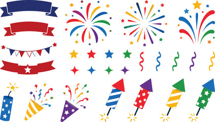 Fototapeta premium Vibrant 4th of july celebration elements