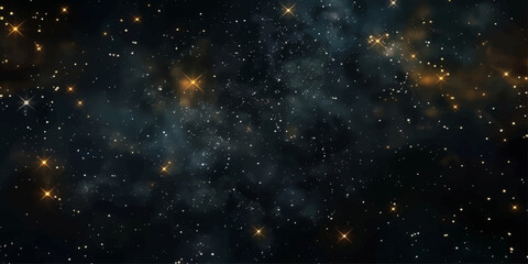 Abstract Starry Night Sky with Glowing Stars, Galaxy Nebula and Cosmic Starfield in Deep Space Universe Background © RABBANU