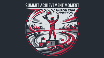 Obraz premium Grand Prix Champion Summit Achievement Moment Victory Celebration