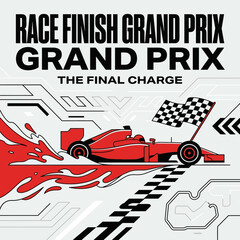 Obraz premium Formula One Grand Prix Race Finish The Final Charge Excitement