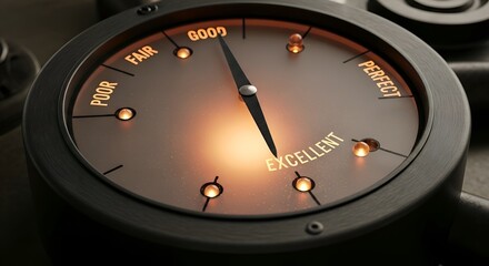 Fototapeta premium Performance Gauge: Illustrating Excellent Quality Assessment