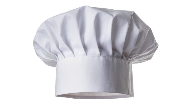 White chef hat with pleated top and band