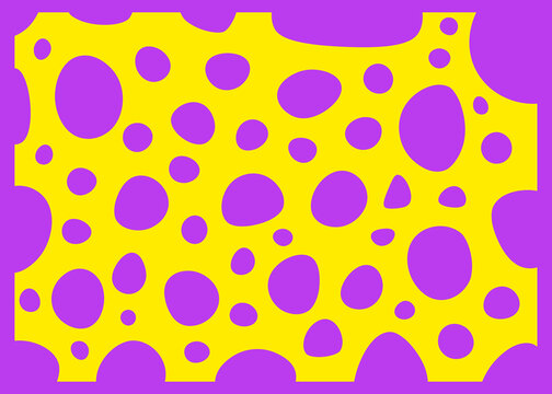 Abstract vibrant yellow cheese illustration with purple holes