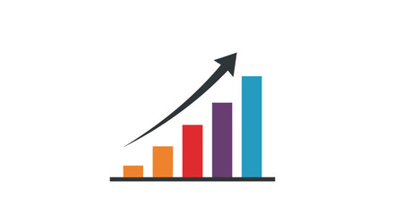 Fototapeta premium Colorful business graph, growing chart, increasing stats, vector infographic isolated on White Background Editable EPS
