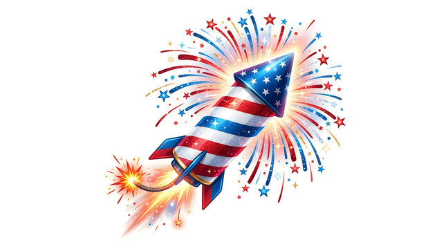 American flag fireworks rocket for independence day celebration