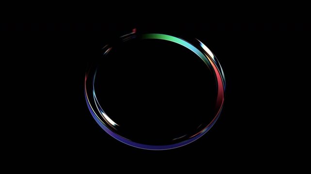 Abstract background with color refraction effect on a glass circle, 4k seamless loop 3d animation