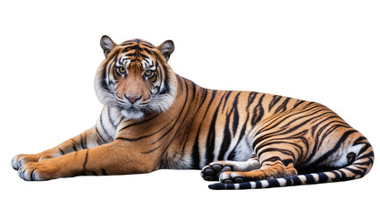 Obraz premium Tiger lying down with orange and black stripes