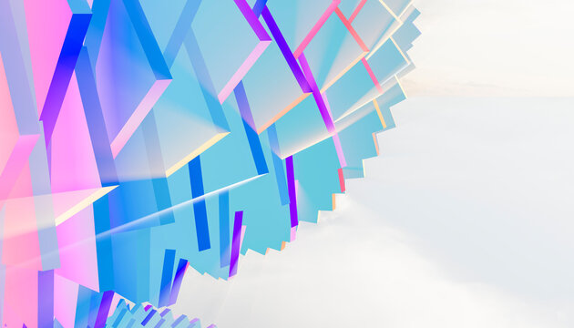 Abstract colorful 3d geometric background with copy space