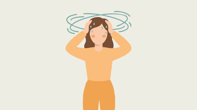 Illustration of a person experiencing dizziness, stress, or headache