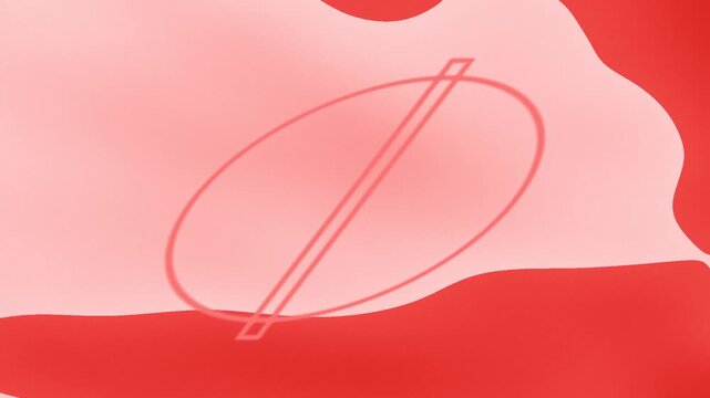 Stylized abstract red shape on pink background