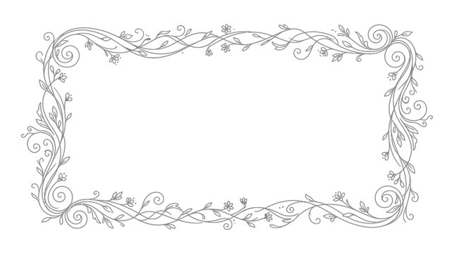 Elegant floral rectangular frame with swirling vines and leaves.