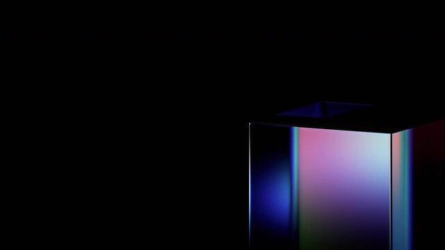 Abstract rotating glass cube, 4k seamless loop 3d animation