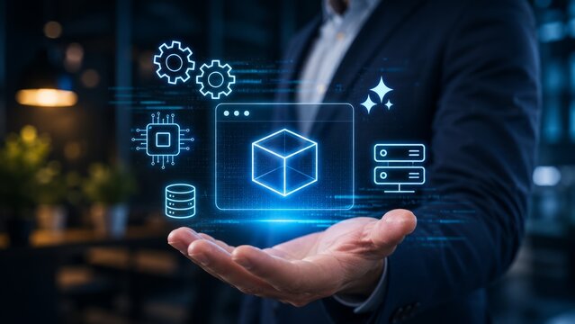 Professional Presenting Low-Code No-Code Platform with AI Programming Automation, Cloud-Based Software Integration and Rapid Application Development Workflow