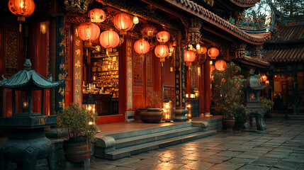Fototapeta premium ancient_Chinese_temple_with_lanterns