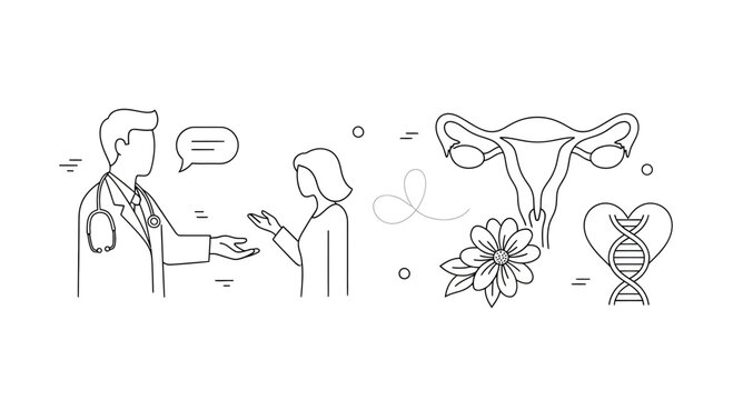 Doctor consulting a female patient about reproductive health and genetics.