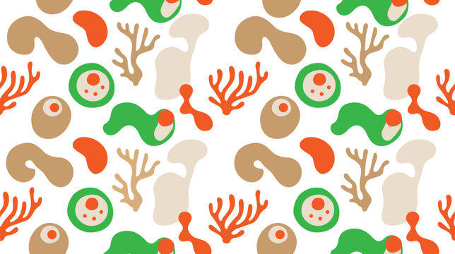 Seamless abstract organic amoeba and coral pattern