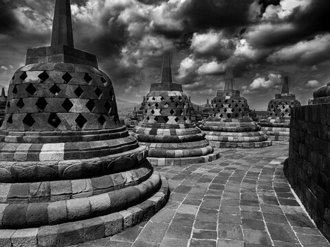 Templo de Borobudur en Yogyakarta, en la isla de Java, Indonesia