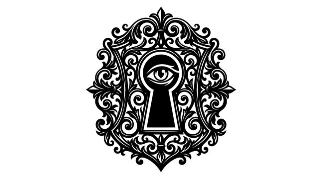 Ornate Keyhole with All Seeing Eye Symbol.