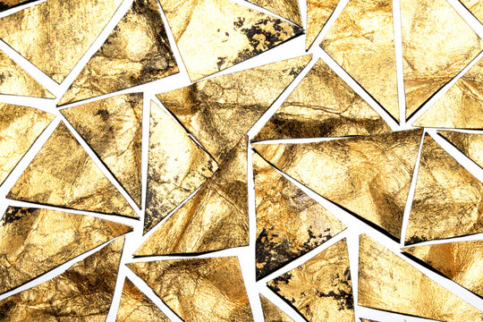 Gold metallic geometric triangle paint background