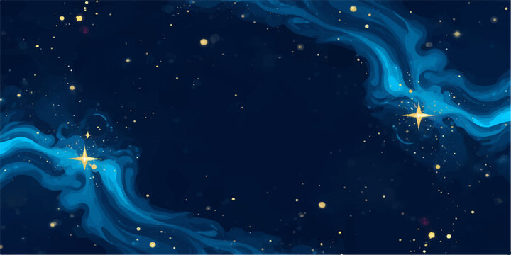 Dark blue galaxy background, starry night sky, cosmic vector, nebula texture