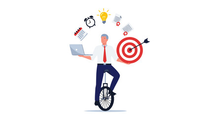 Multitasking Business Professional Balancing Work Tasks Vector Illustration Design Concept for Effective Corporate Management and Productivity © Life Studio
