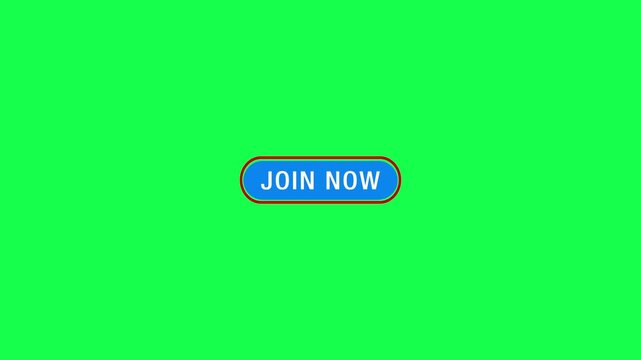 Animated join now button with mouse cursor pointer press on green background. Mouse cursor clicking join now button looping animation for web ui interaction and call to action concepts
