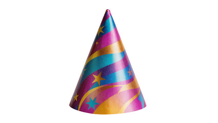 Fototapeta premium Party hat with colorful stripes and stars
