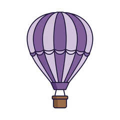 Naklejka premium Purple hot air balloon with basket vector illustration