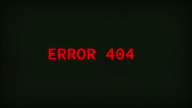 4K Error 404 Retro Computer Terminal Text On Black Background