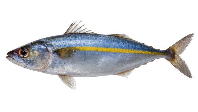 Yellowtail Kingfish with blue and silver scales and yellow stripe