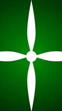 Four pointed white star shape on green background.