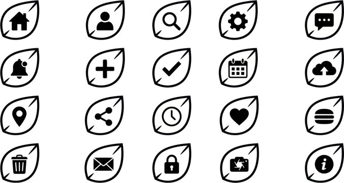 A collection of various icons depicting symbols and objects on a white background.