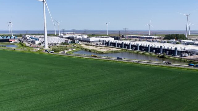 Aerial of Industrial Aeria in the Eemshaven, Groningen - the Netherlands