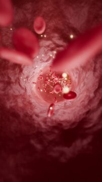 Microscopic blood flows through the blood vessels.
