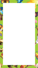 Fototapeta premium Cute Cartoon Animal Border with Central White Copy Space