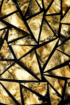 Gold metallic geometric triangle paint background