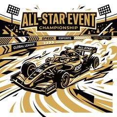 Obraz premium Exciting Formula One Racing Championship All-Star Event Digital Art