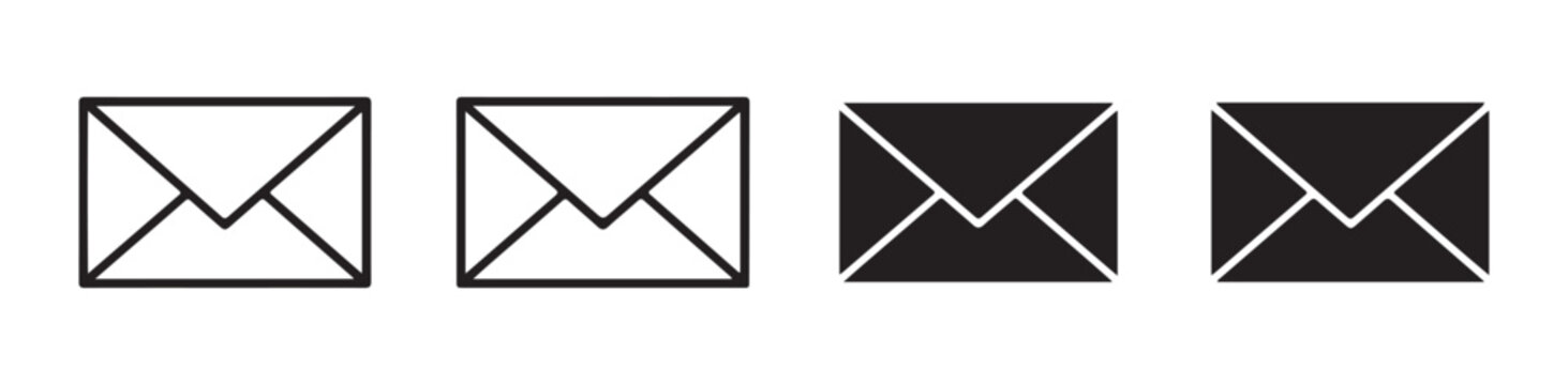 Standard envelope line and solid glyph icons for web communication and messaging system interface.