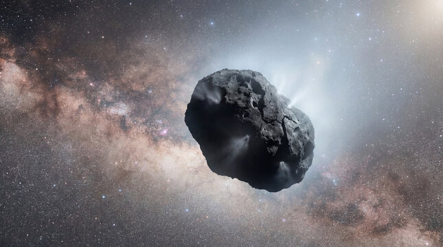 Active comet nucleus releasing gas jets beneath the Milky Way
