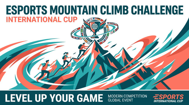Esports Mountain Climb Challenge International Cup Level Up Your Game Promotional Art