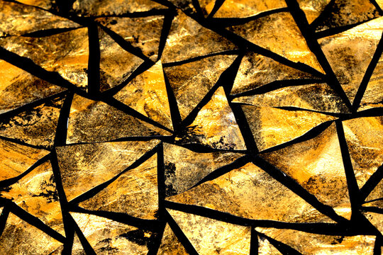 Gold metallic geometric triangle paint background
