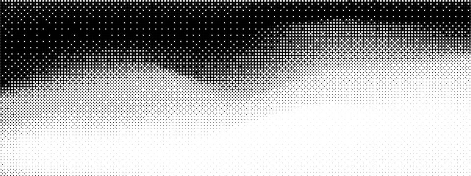 Pixel dither bg with bit game and gradient 8 for pattern bitmap background. Black fade bw and grunge background with block duotone and geometry vignette illustration. Template halfton and overlay