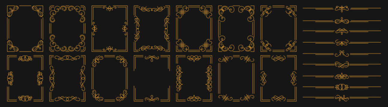 Vintage ornamental frame collection. Includes decorative borders, dividers and elegant flourishes in classic luxury style