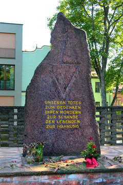 Jena, Germany - May 26, 2023: Denkmal der Opfer 1945, war memorial honoring victims of the Second World War in Jena, Thuringia