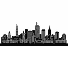 Obraz premium Birmingham UK city skyline silhouette vector illustration featuring historic and modern landmarks including BT Tower and Council House, isolated on a white background.
