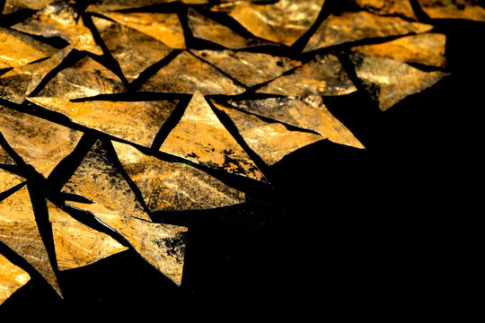 Gold metallic geometric triangle paint background