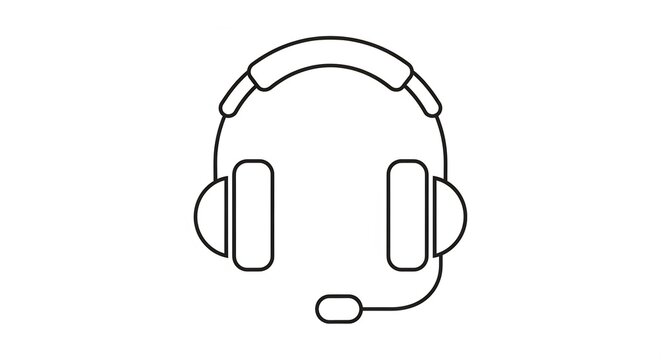 Minimalist Line Art Headset with Microphone Icon
